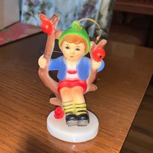 Vtg Hummel “look” boy sitting in tree Christmas tree ornament